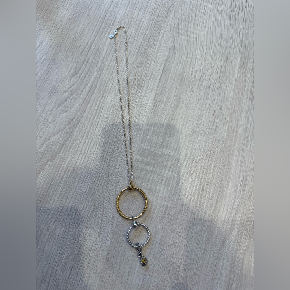 Customized Pandora necklace with gold and silver charm holder with one charm